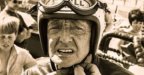Burt Munro getting ready for a race