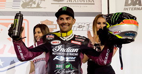 Jared Mees at the FTR Rally Winners Podium